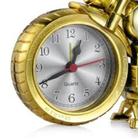 Motorcycle Quartz Alarm Clock GOLD NEW - Picture 2 of 3
